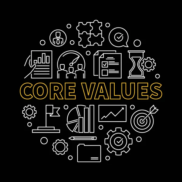 Core Values vector round concept linear illustration — Stock Vector