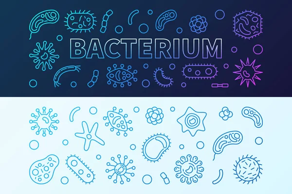 Голубые баннеры бактериальной микробиологии - векторная иллюстрация — стоковый вектор