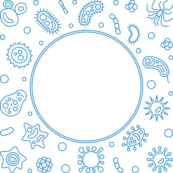 Moldura azul vírica. Vector conceito virologia linha ilustração — Vetor de Stock