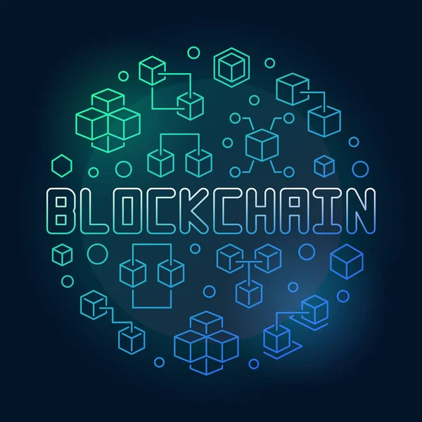 Blockchain krypto vektor runda blå moderna linje illustration — Stock vektor