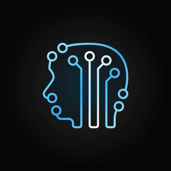 Płytka ludzkiej głowy z mózgu vector niebieski ikona — Wektor stockowy