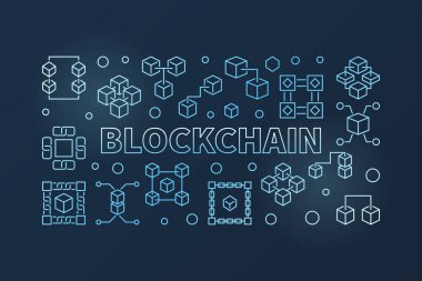 Blockchain cryptocurrency anahat mavi yatay banner