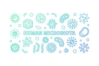 Human microbiota bright horizontal banner - vector illustration clipart