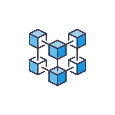 Blockchain teknoloji vektör yaratıcı mavi kutsal kişilerin resmi veya logosu