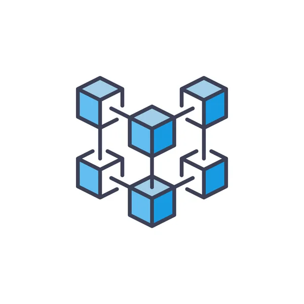 Blockchain tecnologia vettore creativo icona blu o logo — Vettoriale Stock