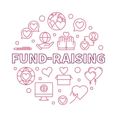 Vektör kırmızı anahat illüstrasyon yuvarlak fon