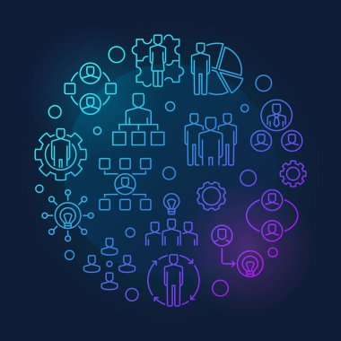 Vektör işbirliği yuvarlak renkli anahat illüstrasyon