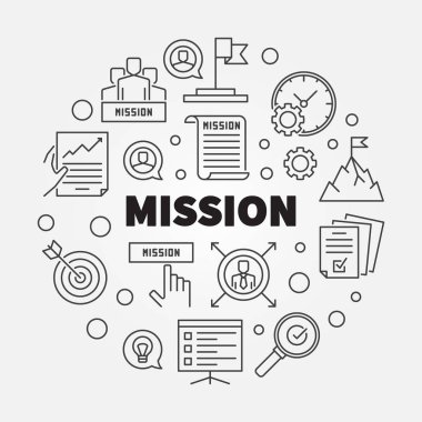 Anahat yuvarlak illüstrasyon vektör görev kavramı