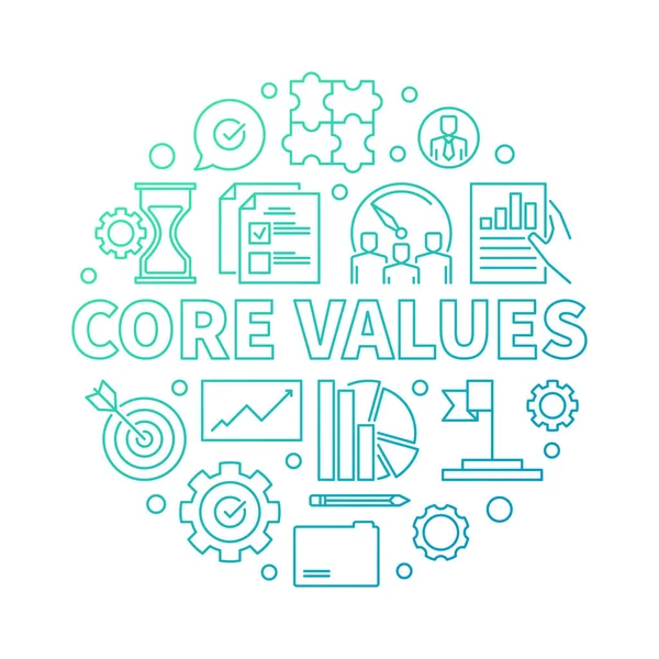 Core Values vector round modern outline illustration — Stock Vector