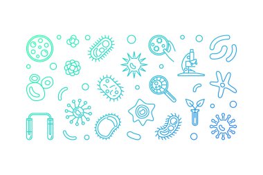 Microbiology vector creative blue horizontal illustration clipart