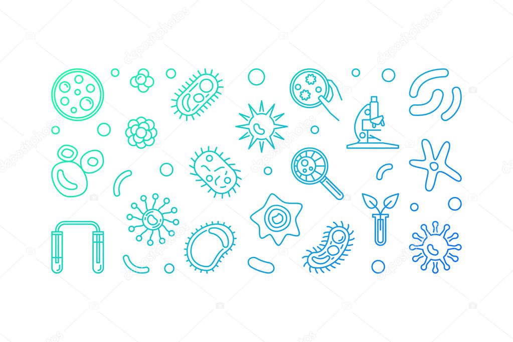 Microbiology vector creative blue horizontal illustration