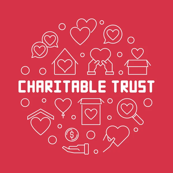 Charitable trust round vector outline illustration — Stock Vector
