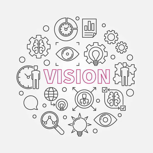 Vision vector round concept outline design illustration — Stock Vector