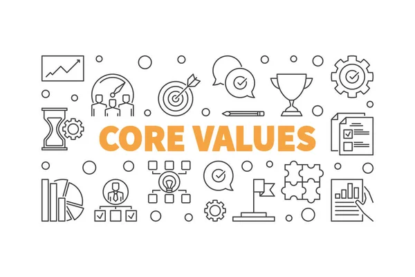 Core Values concept illustration or banner in thin line style — Stock Vector