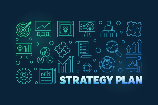 Strategy Plan vector colorful banner on dark background — Stock Vector