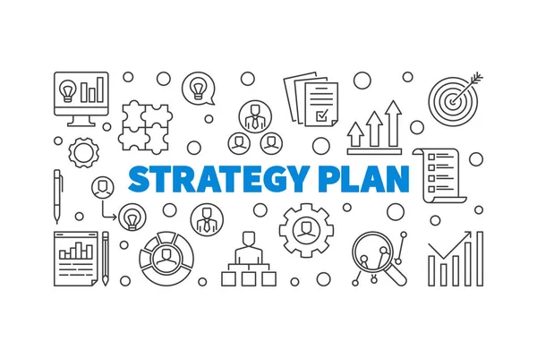 Vector Strategy Plan conceito ilustração linear ou banner — Vetor de Stock