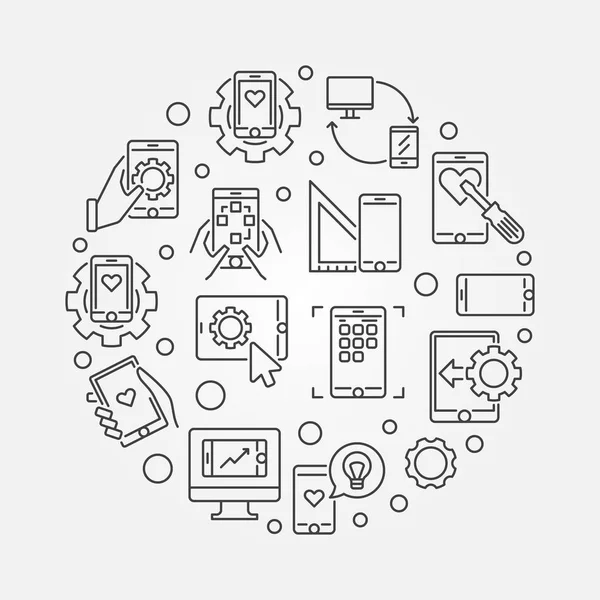 携帯アプリ開発ベクトル ラウンドの概念図 — ストックベクタ