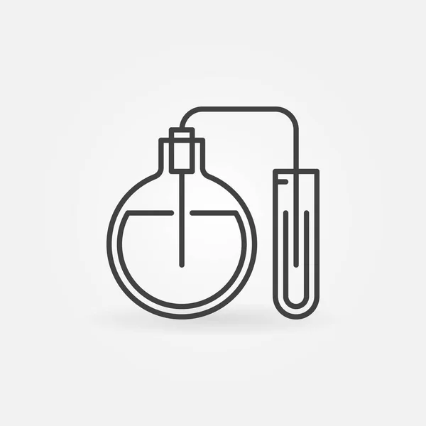 Frasco con icono de tubo de ensayo - signo de cristalería química vectorial — Vector de stock