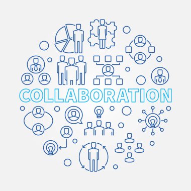 İşbirliği vektör yuvarlak anahat tarzı resimde