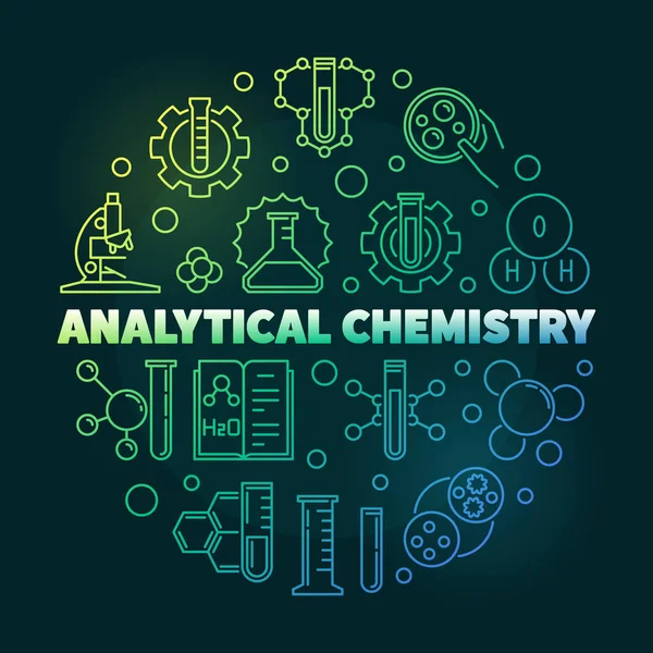 Analityczne ilustracja kolorowy kontur rundy wektor chemii — Wektor stockowy