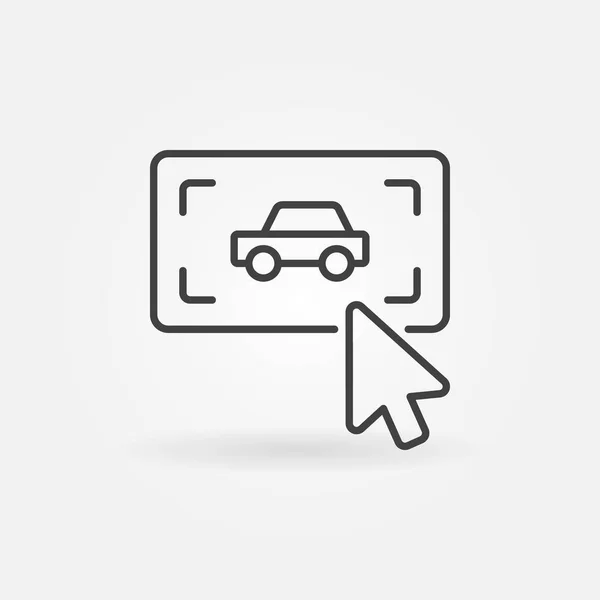 Click on button with a car vector simple outline icon — Stock Vector