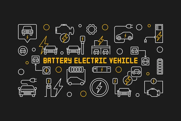 Akku-Elektrofahrzeug-Vektor kreative Umrisse Illustration — Stockvektor