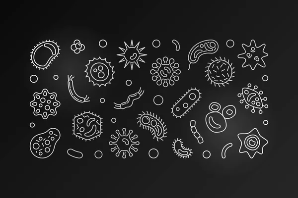 Bacterial cells outline banner. Vector silver illustration — Stock Vector