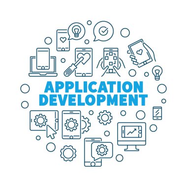 Uygulama geliştirme vektör yuvarlak konsept illüstrasyon
