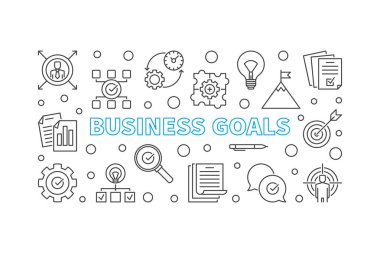 İş hedefleri yatay Anahat vektör çizim