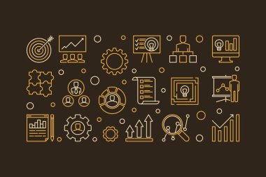 Stratejik planlama süreci vektör hat illüstrasyon veya afiş