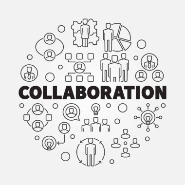 İş işbirliği vektör yuvarlak ince hat illüstrasyon