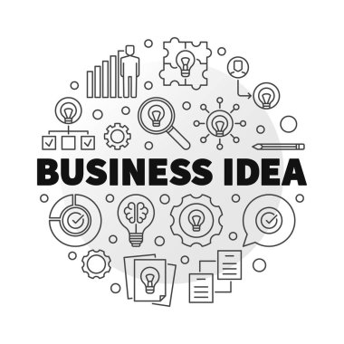 İş fikri konsepti dairesel anahat illüstrasyon vektör