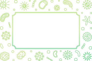 Viroloji yeşil yatay çerçeve. Doğrusal vektör çizim