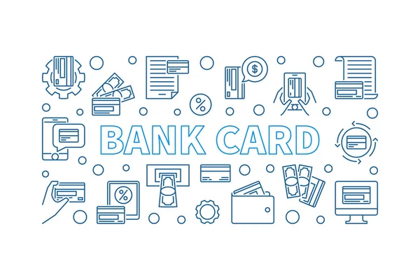 Banco Card esboço conceito banner horizontal. Ilustração vetorial — Vetor de Stock