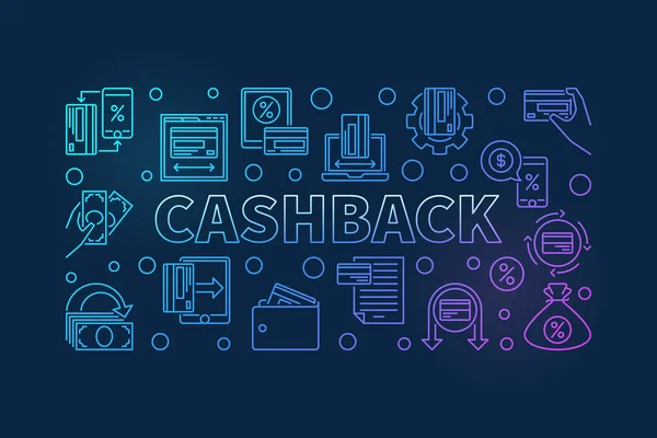 Cashback Outline Vektor farbige Abbildung. Cash-Back-Banner — Stockvektor