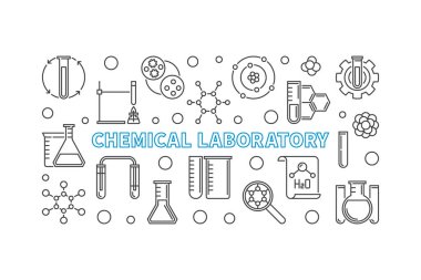 Kimyasal laboratuvar vektör anahat en az çizim