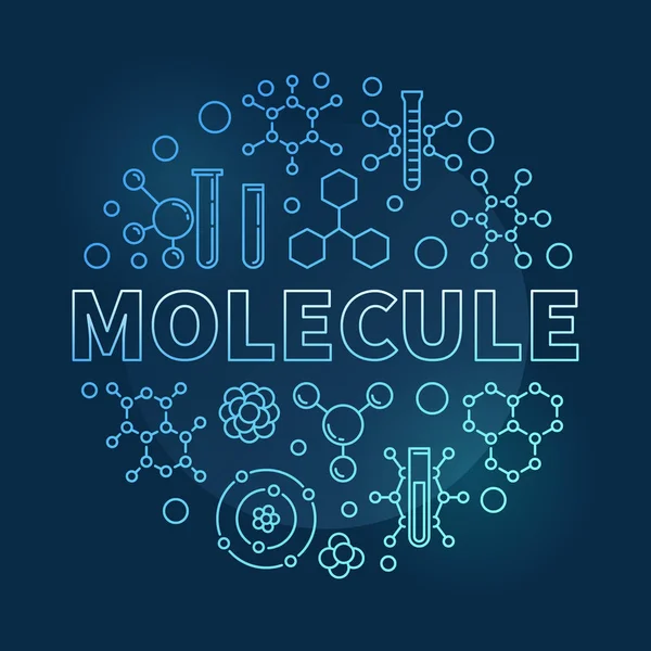 Illustrazione lineare rotonda moderna blu vettore molecolare — Vettoriale Stock