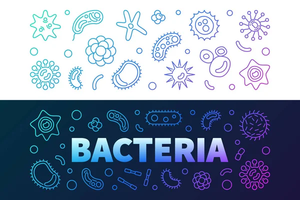 細菌の水平方向のカラフルなバナー ベクトル線図- — ストックベクタ