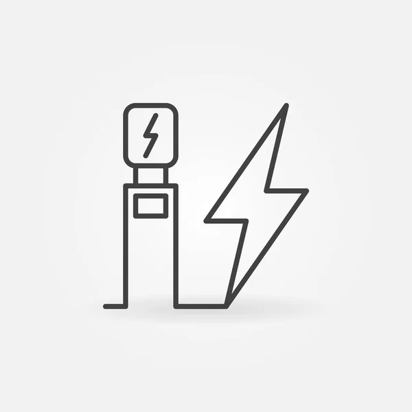 Elektrische voertuigen opladen station vector overzicht pictogram of symbool — Stockvector