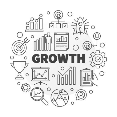 Vektör büyüme anahat yuvarlak konsept illüstrasyon