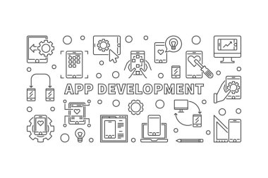 App Geliştirme vektör kavramı afiş ince çizgi stili