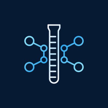 Kimyasal formül mavi anahat vektör simgesi olan tüp
