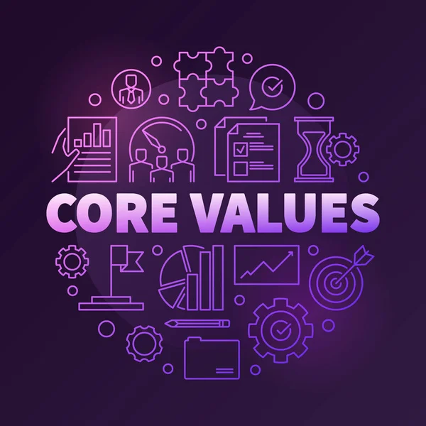 Company core values vector round creative linear illustration — Stock Vector