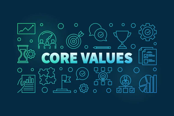 Core Values colored outline banner. Vector illustration — Stock Vector