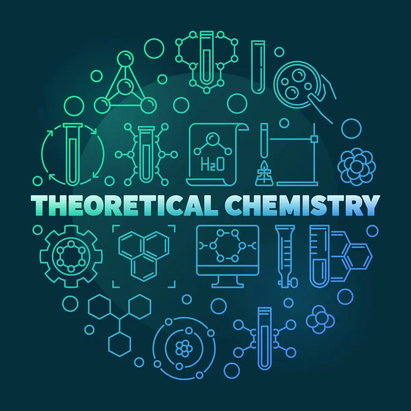 Wektor chemii teoretycznej kolorowych ilustracji round line — Wektor stockowy