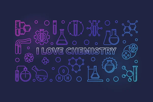 I chemia miłości konspektu kolorowe poziome transparent wektor — Wektor stockowy