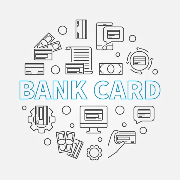 Bank Card vector concepto redondo ilustración en estilo de línea delgada — Archivo Imágenes Vectoriales