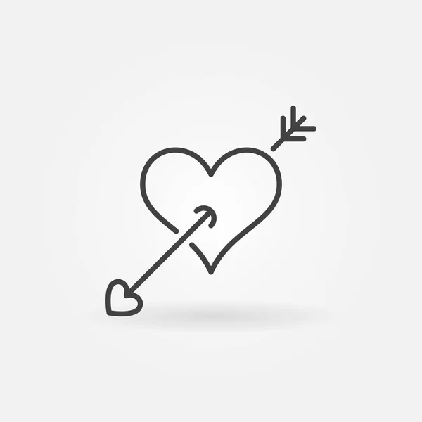 Corazón con icono de contorno de flecha. Vector San Valentín símbolo del día — Archivo Imágenes Vectoriales
