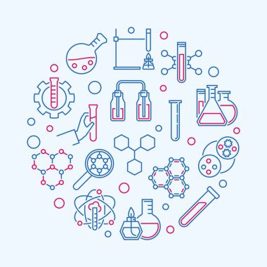 Çizgi stili kimyasal vektör yaratıcı yuvarlak resimde