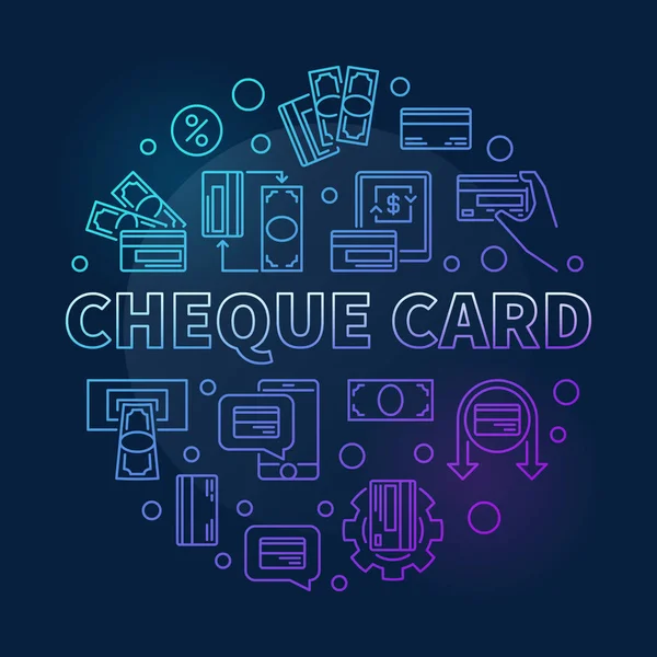 Carte de chèque vecteur rond coloré contour illustration — Image vectorielle